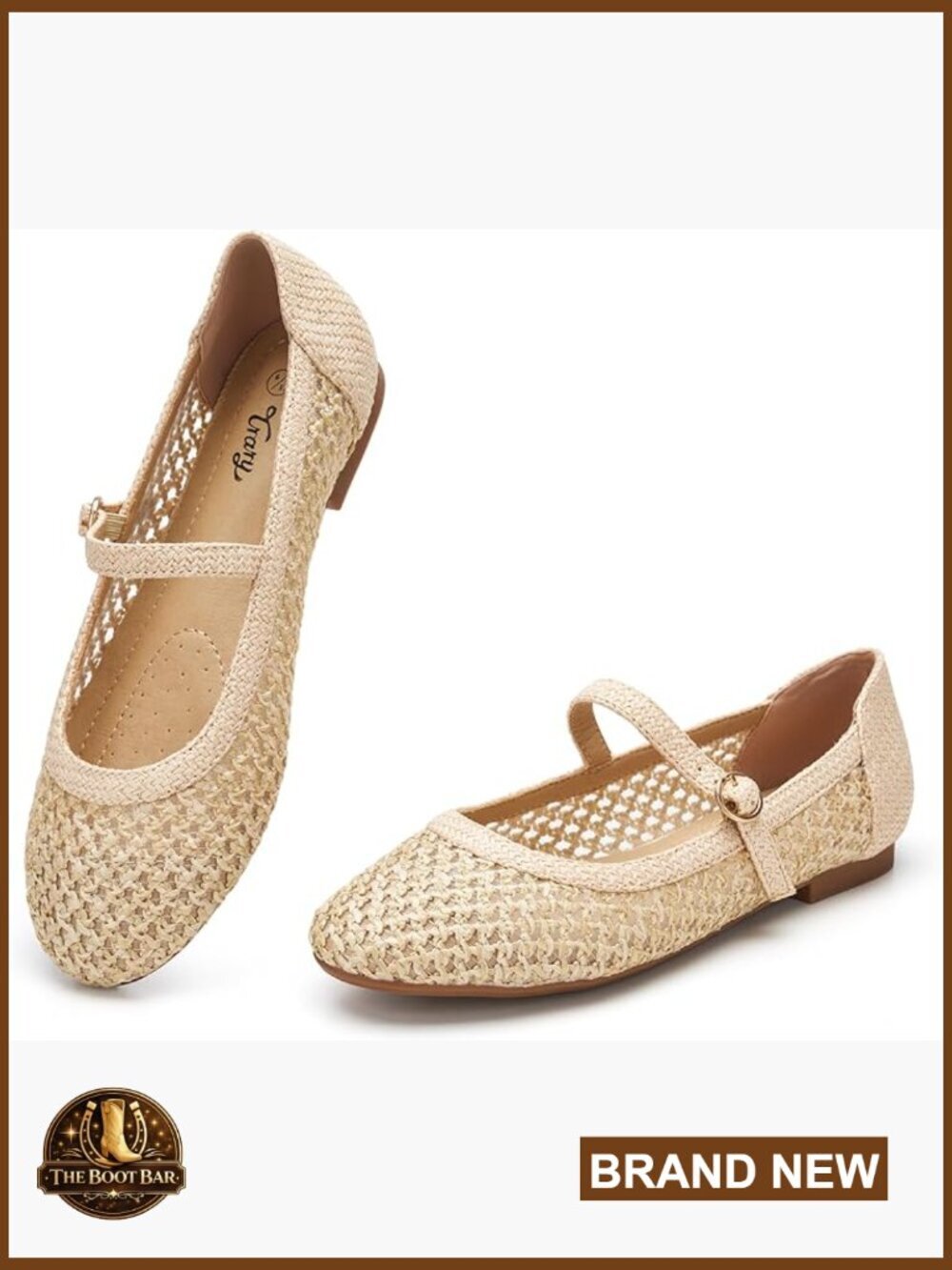 Women's Woven Raffia Mary Jane Flats with Adjustable Buckle Strap
